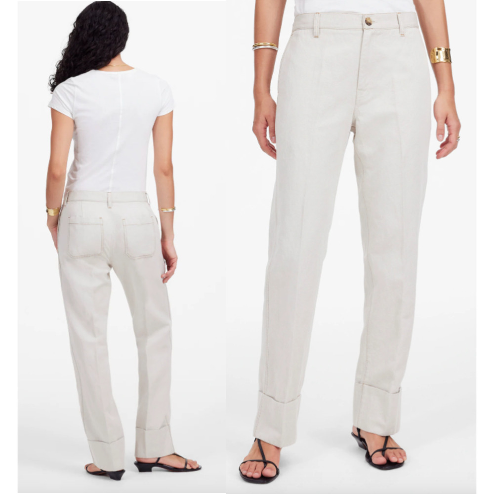 Madewell | NWT The Dean Easy Straight Pant in Bone | Sz 32